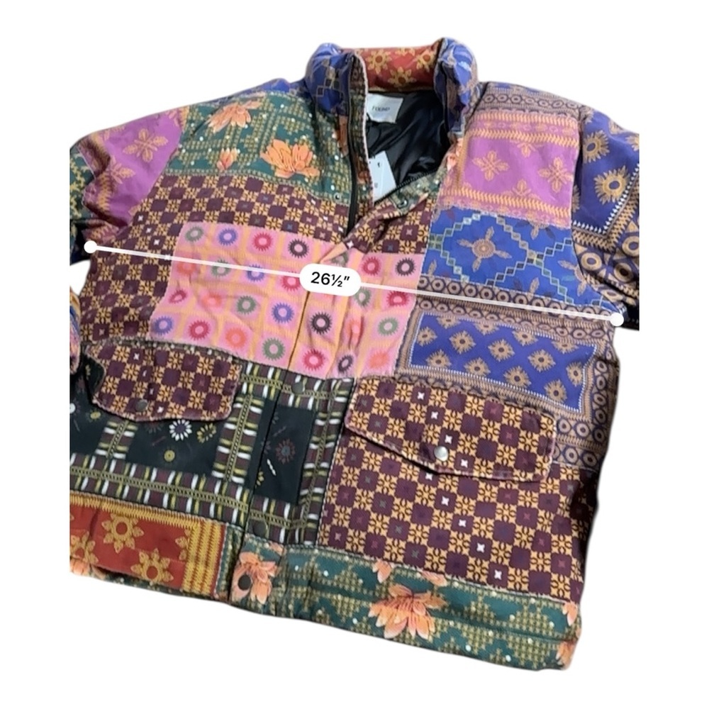 Free People Found Ayubia Printed Tapestry Patchwork Puffer Jacket  XL NWT - Picture 12 of 12